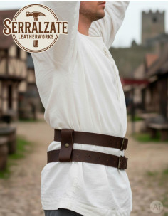 Ceinture médiévale double en cuir amovible, marron foncé 2