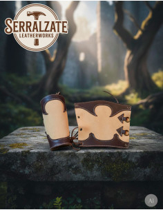 Bracelets médiévaux en cuir de garde forestier, marron clair 2