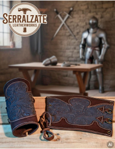 Bracelets Le Chevalier de la Feuille en Cuir Relief Marron