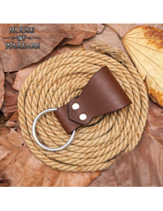 Ceinture en cuir marron avec anneau pour hache