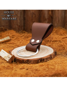 Ceinture en cuir marron avec anneau pour hache 2