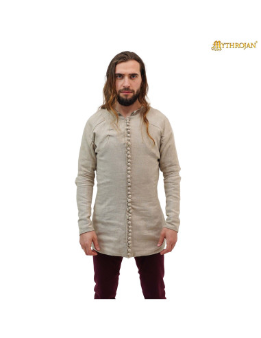 Doublet médiéval du XIVe siècle en lin naturel, XIVe siècle