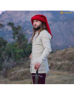 Doublet médiéval du XIVe siècle en lin naturel, XIVe siècle 2