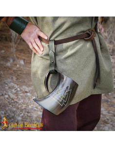 Sangle en cuir celtique artisanale pour chope médiévale,... 2