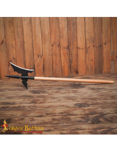 Hache d'arme médiévale forgée, acier carbone (122 cm). 2