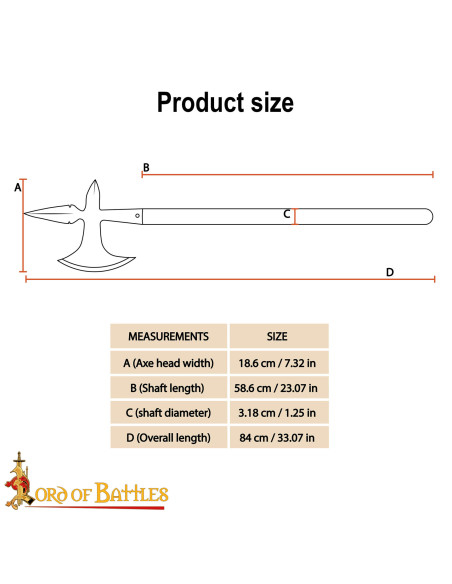 Hache de bataille médiévale en acier...