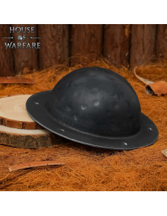 Umbo bouclier acier noir prêt au combat, 1,8 mm.