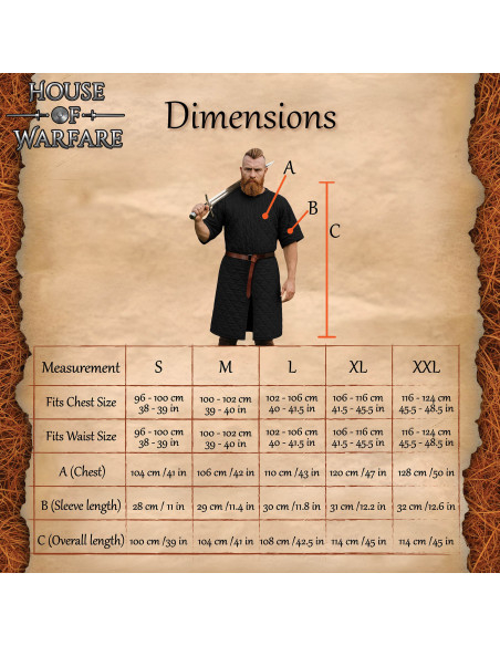 Gambison médiéval rembourré à manches...