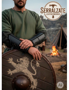 Bracelets en cuir noir véritable de guerrier médiéval 2