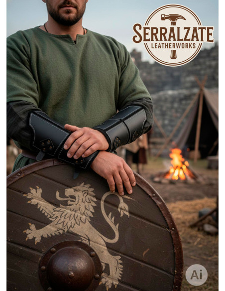 Bracelets en cuir noir véritable de...