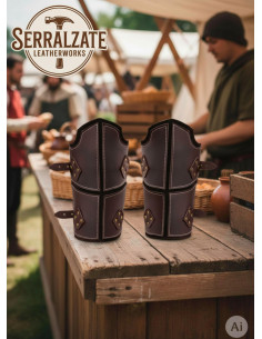 Bracelets en cuir marron véritable de guerrier médiéval