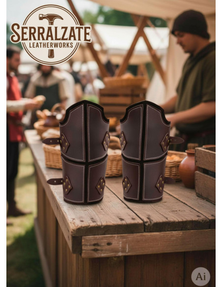 Bracelets en cuir marron véritable de...