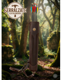 Carquois en cuir véritable marron pour le dos