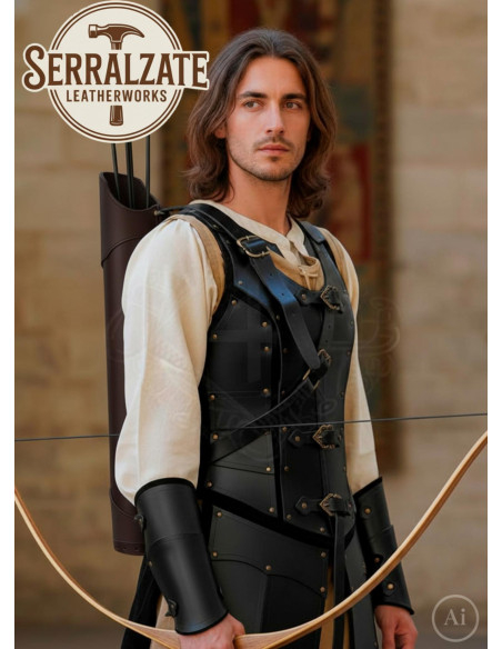 Carquois en cuir véritable marron...