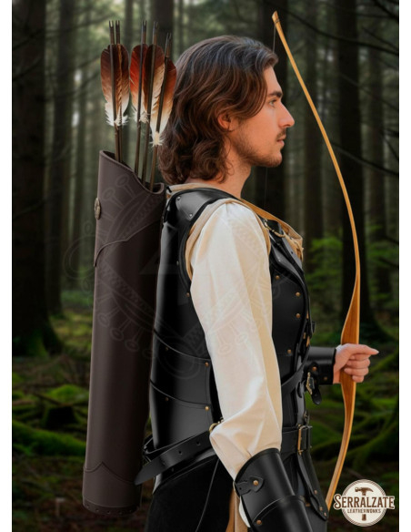 Carquois en cuir véritable marron...