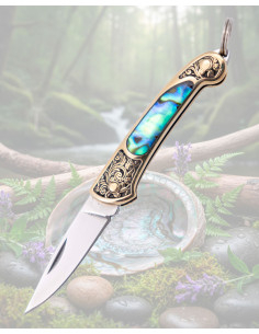 Couteau miniature design nacre lame acier 420 brillant