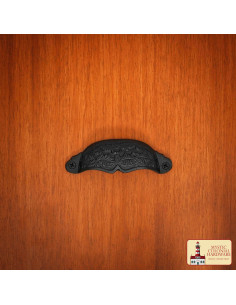 Poignée rustique en fonte en forme de feuille pour cabinet