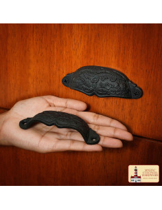 Poignée rustique en fonte en forme de feuille pour cabinet 2