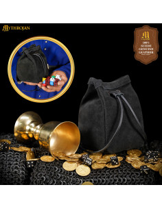 Bourse en daim médiéval pour LARP et foires