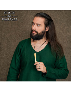 Collier en corne de boeuf poli naturel avec cordon 2