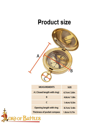 Boussole de poche médiévale en laiton...