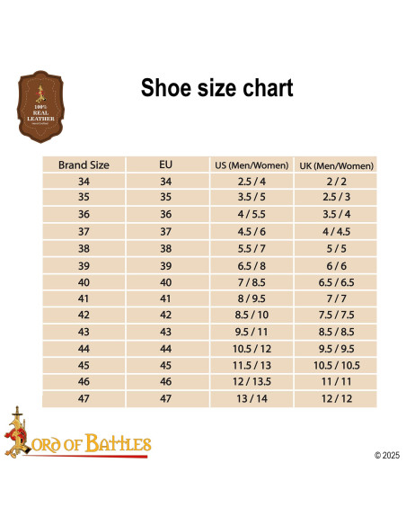 Bottines médiévaux en cuir véritable...