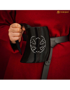 Corne Viking artisanal avec gravure géométrique et sangle... 2