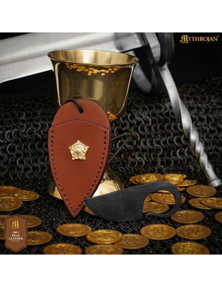 Couteau de cou forgé avec lion doré...