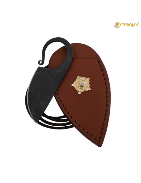 Couteau de cou forgé avec lion doré...