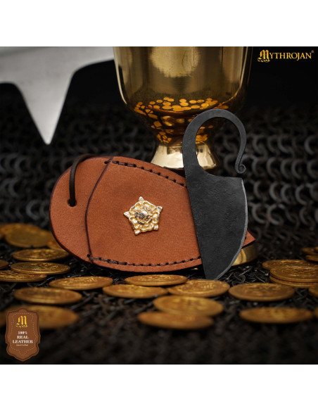 Couteau en fer forgé avec étui en...