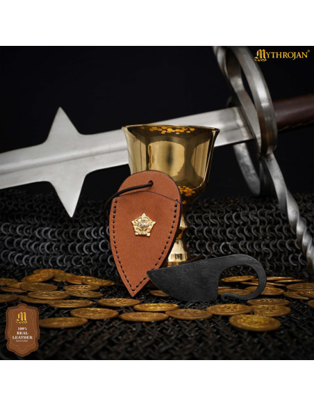 Couteau en fer forgé avec étui en...