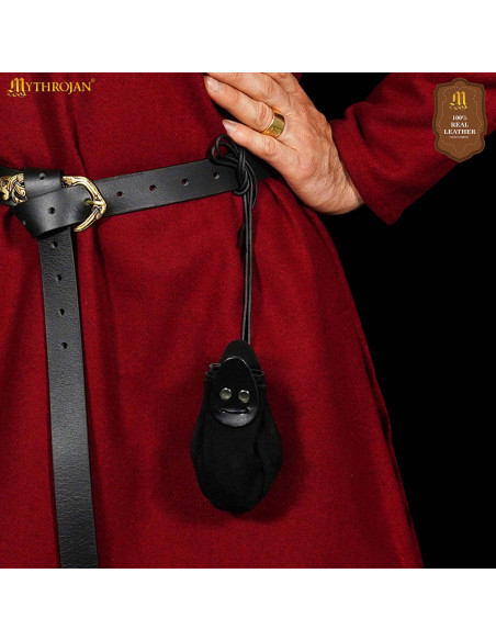 Sac médiéval en daim avec cordon pour...