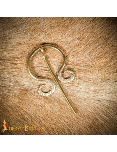 Fermoir viking pour cape en laiton poli doré