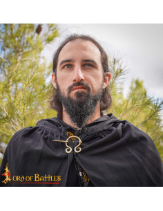 Fermoir viking pour cape en laiton poli doré 2