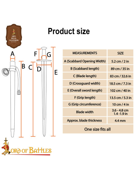 Épée normande Type XI en acier trempé...