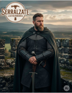 Greves de guerrier médiéval en cuir noir véritable 2