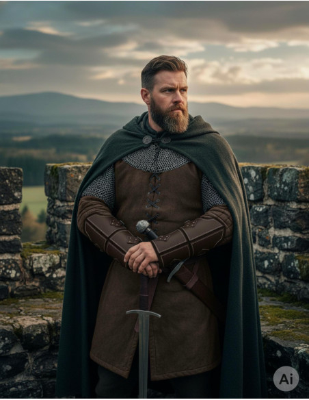 Grèves de guerrier médiéval en cuir...