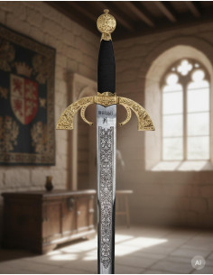 Grande épée de capitaine, dorée