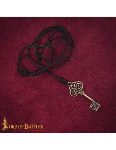 Pendentif médiéval en bronze coulé, en forme de clé 2