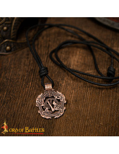 Pendentif viking en bronze design serpent nordique 2