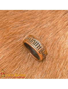 Bague médiévale XIe-XIIe siècle en bronze coulé, écriture...