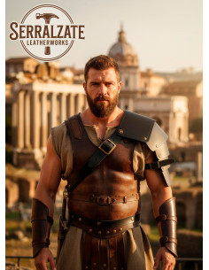 Épaule de gladiateur Retiarius en cuir noir ajustable 2