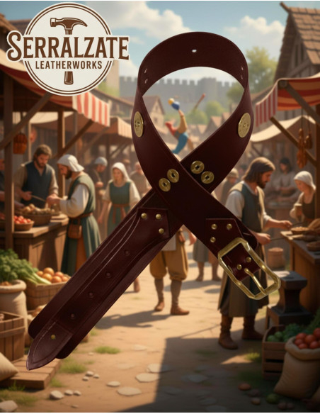 Ceinture large médiévale en cuir...