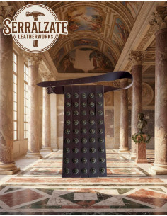 Ceinture romaine militaire en cuir marron 4 pteryges