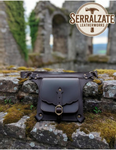 Sac médiéval en cuir de haute qualité marron avec ceinture 2