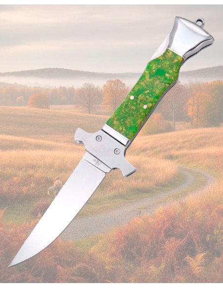 Couteau de poche en acier miroir avec...