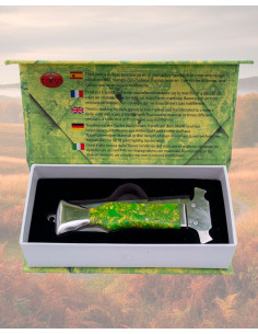 Couteau de poche en acier miroir avec poigne verte 9,3 cm 2