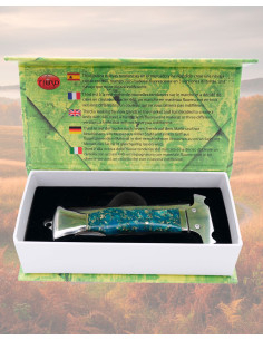 Couteau de poche en acier miroir avec manche bleu 9,3 cm 2