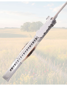 Couteau à rabat Damas et corne de cerf artisanal 2