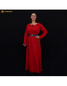 Robe médiévale longue en coton modèle Maiden, couleur rouge